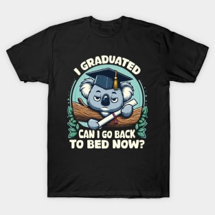 I Graduated Can I Go Back To Bed Now Class Of 2024 Koala T-Shirt